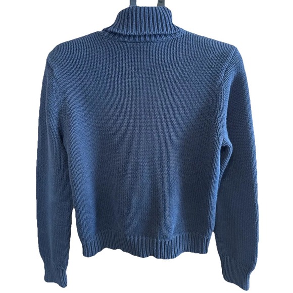 Polo Jeans Company Ralph Lauren Womens L Blue Knit Flag Turtleneck Sweater USA - Picture 3 of 8